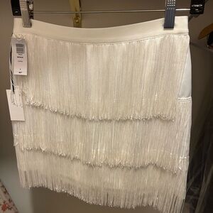 Aritzia Babaton White “Mirage” Fringe Mini Skirt NWT